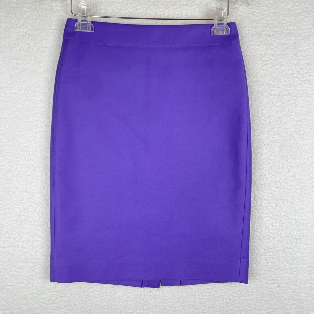 J.Crew No. 2 Pencil Skirt Purple Cotton Blend Size 0 Tailored Career Wear